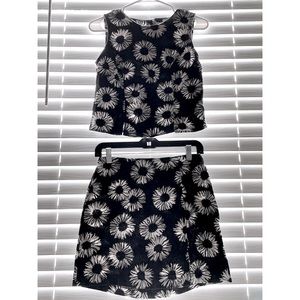 HeartSoul Vintage Floral Skirt Set - Black / White